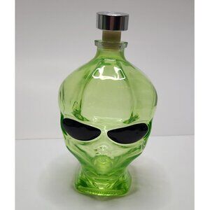 Alien Head Outer Space Vodka Green Empty Glass Bottle Collectible Home Shelf